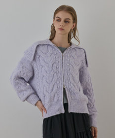 GRACE CONTINENTAL ヘアリーニットコクーンジャケット ラベンダー