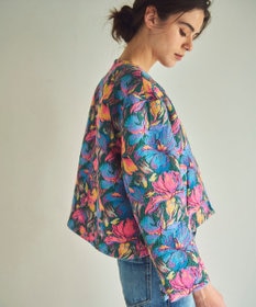 GRACE CONTINENTAL フラワージャガードノーカラージャケット