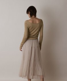 GRACE CONTINENTAL ラメリブクルーネックトップ