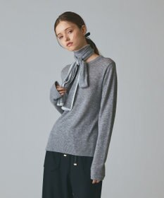 GRACE CONTINENTAL ボウ付ニットトップ グレー
