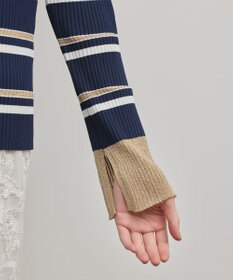 GRACE CONTINENTAL ラメボーダーニットトップ