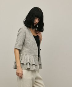 GRACE CONTINENTAL ペプラムツイードジャケット