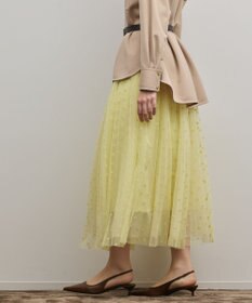 GRACE CONTINENTAL フロッキードットプリーツスカート