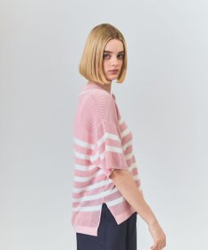 GRACE CONTINENTAL ワッフルボーダートップ