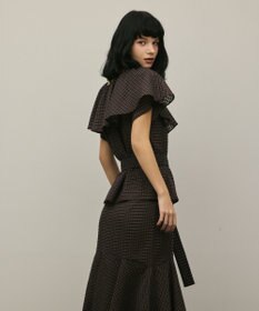 GRACE CONTINENTAL チェックケープブラウス