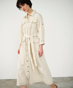 GRACE CONTINENTAL 配色ステッチワークシャツワンピース