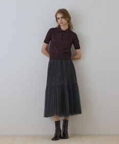 GRACE CONTINENTAL チュールティアードスカート グレー
