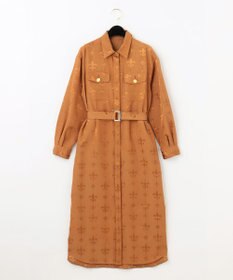 【グレースクラス】グログランジャガードシャツドレス　比翼　ベルト　38 グログランジャガードシャツドレス / GRACE CONTINENTAL | GRACE
