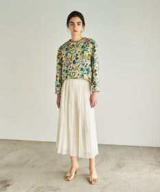 GRACE CONTINENTAL フラワージャガードノーカラージャケット