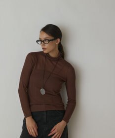 GRACE CONTINENTAL シアーリブニットトップ ブラウン