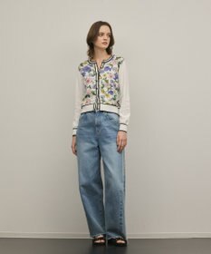 GRACE CONTINENTAL フラワープリントニットカーディガン ホワイト