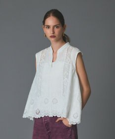 GRACE CONTINENTAL 刺繍スキッパートップ