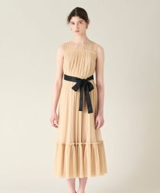 GRACE CONTINENTAL プリーツロングドレス ベージュ