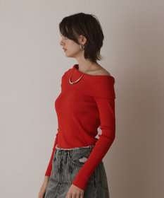 GRACE CONTINENTAL オフショルリブニットトップ