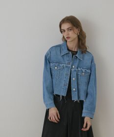 GRACE CONTINENTAL フリンジデニムジャケット ブルー