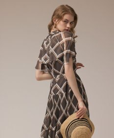 GRACE CONTINENTAL チェックプリントプリーツワンピース ブラウン