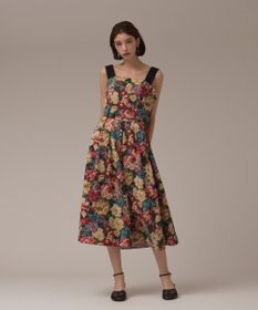 GRACE CONTINENTAL アンティークフラワータックスカート レッド