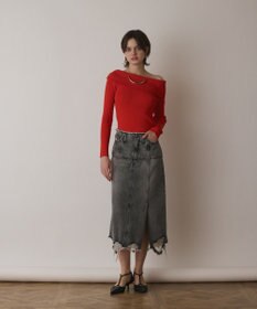 GRACE CONTINENTAL オフショルリブニットトップ