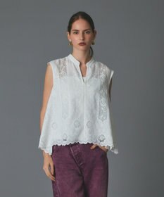 GRACE CONTINENTAL 刺繍スキッパートップ