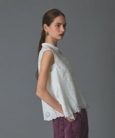 GRACE CONTINENTAL 刺繍スキッパートップ