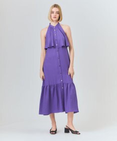GRACE CONTINENTAL リネンライクホルタードレス パープル