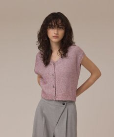 GRACE CONTINENTAL ショートフェザーニットトップ ピンク