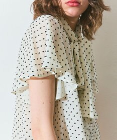 GRACE CONTINENTAL ドットジャガードボウタイブラウス