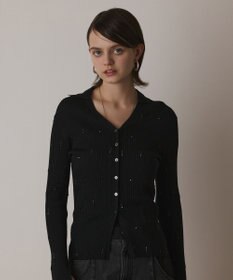 GRACE CONTINENTAL ビジューリブニットトップ