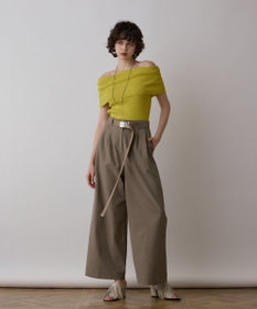 GRACE CONTINENTAL ストレッチワイドパンツ カーキ