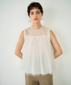 GRACE CONTINENTAL チュールノースリーブ トップ