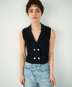 GRACE CONTINENTAL ダブルフロントニットジレ ブラック