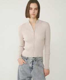 GRACE CONTINENTAL リブニットzipトップ ベージュ