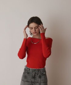 GRACE CONTINENTAL オフショルリブニットトップ