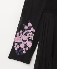 大きいサイズレディース ワンピース フラワー刺繍サイドスリット