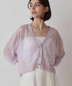 GRACE CONTINENTAL シアージョーゼットカーディガン ラベンダー