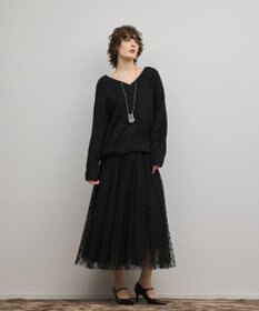 GRACE CONTINENTAL フロッキードットプリーツスカート