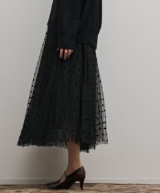 GRACE CONTINENTAL フロッキードットプリーツスカート