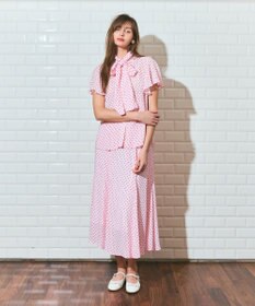 GRACE CONTINENTAL ドットジャガードボウタイブラウス