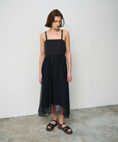 GRACE CONTINENTAL メッシュコンビキャミワンピース ブラック