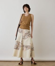 GRACE CONTINENTAL スカーフコンビデニムスカート