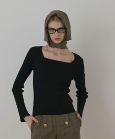 GRACE CONTINENTAL ハイゲージリブニットトップ ブラック