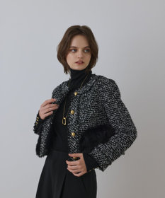 GRACE CONTINENTAL ツイードコンビジャケット ブラック