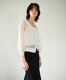 GRACE CONTINENTAL シアードルマンニットカーディガン ホワイト