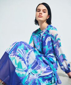 GRACE CONTINENTAL アールデコリゾートプリントワンピース