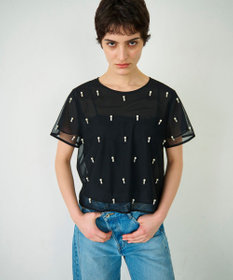 GRACE CONTINENTAL ビジューチュールトップ