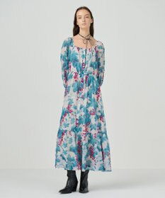 GRACE CONTINENTAL グレーププリントティアードワンピース