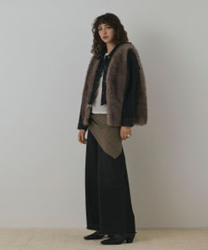 GRACE CONTINENTAL フェイクフォックスファ-ベスト グレー