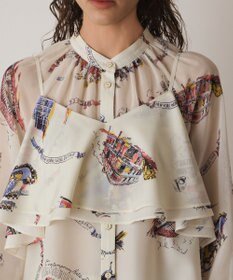 GRACE CONTINENTAL スーヴェニールプリントブラウス