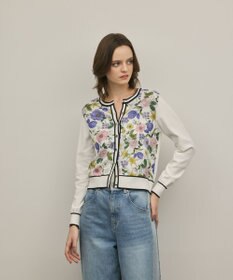 GRACE CONTINENTAL フラワープリントニットカーディガン