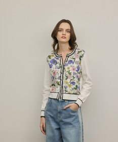 GRACE CONTINENTAL フラワープリントニットカーディガン